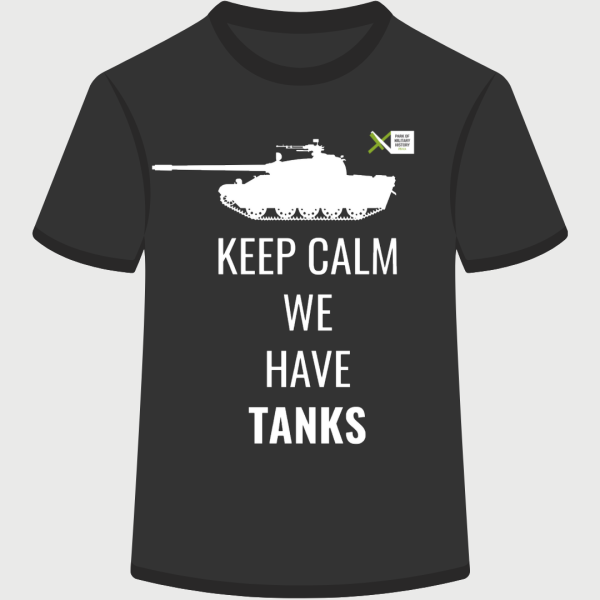 Kratka majica "Keep calm we have tanks" antracit, otroška