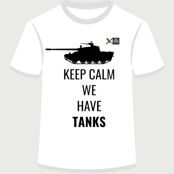 Kratka majica "Keep calm we have tanks" bela, otroška