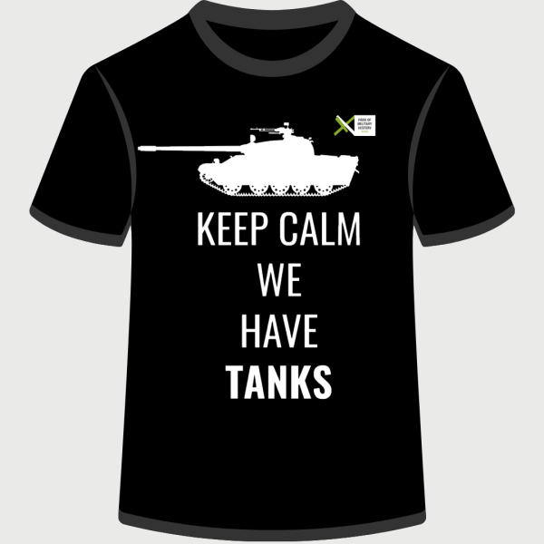 Kratka majica "Keep calm we have tanks" črna, otroška