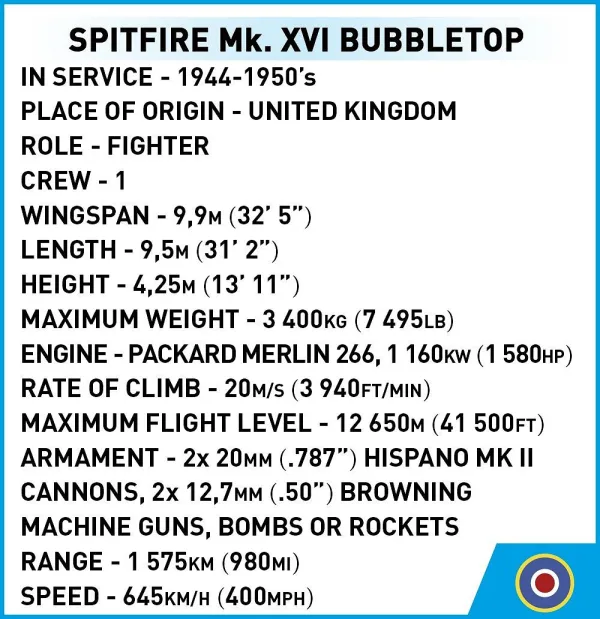 COBI-5865 Spitfire Mk. XVI Bubbletop - Image 6